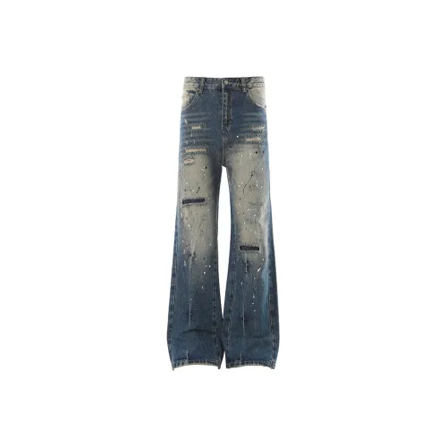 BLANKIN. Темно-синий синий унисекс джинсы