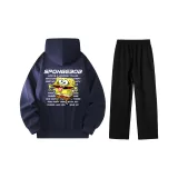 Темно-синий синий топ + черные штаны (с флисовой подкладкой)