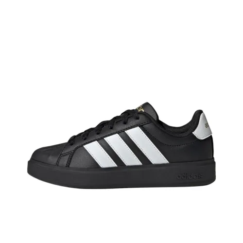 Adidas Уличный Talk Low Топ Детские Скейтбординги Черный Белый Подростки