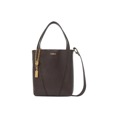 Chloe SPIN GRAIN LEATHER Тоут Сумка Сумка для покупок Сумка на плечо Сумка Маленькая Женская Темно-коричневая