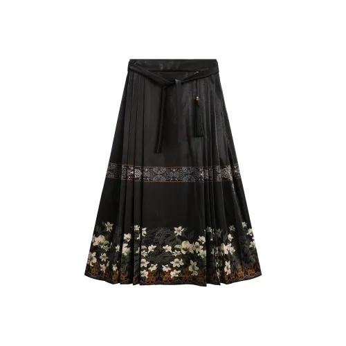 PGKZ Черный Женские Повседневные Длинные Юбки