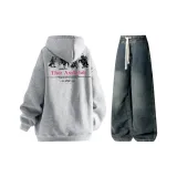 Комплект одежды (Топ в темно-сером цвете + Штаны в винтажном синем цвете)