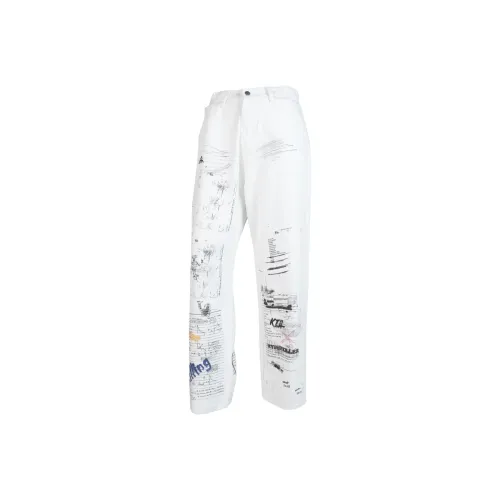 HYPERKILLER LAB Белый Мужской Джинсы