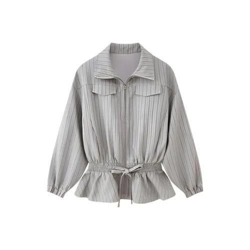 GEZITAI Серые полосы Женские Куртки