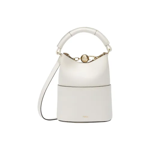 Furla Телячья кожа Ведрообразная сумка Мини Женская Кремовая And Овсяная Пшеница