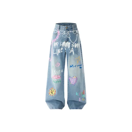 ZUOFEILI Blue Unisex Jeans ZUOFEILI Синий Унисекс Джинсы