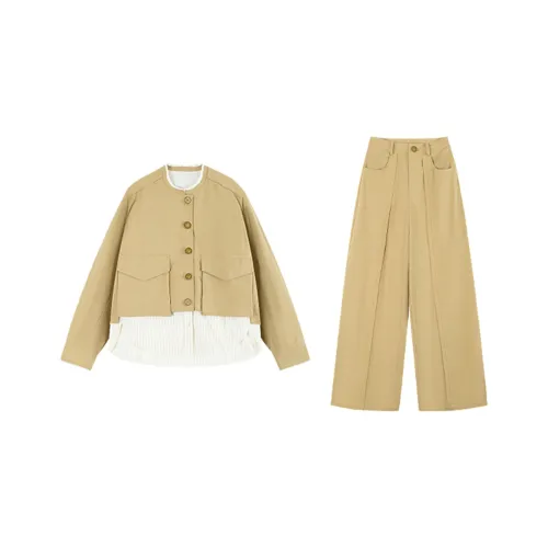 COVER TIME Khaki Женские Повседневные Костюмы