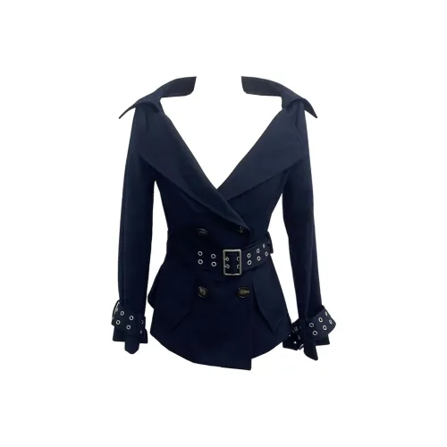 GRAYISMOON Темно-синий тренч для женщин