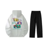 Белый топ + черные штаны (с флисовой подкладкой)