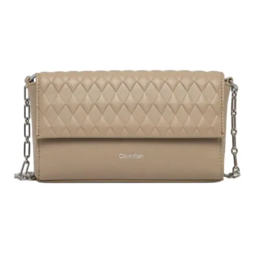 CALVIN KLEIN Переработанный полиэстер Сумка через плечо Маленькая Женская Бежевая
