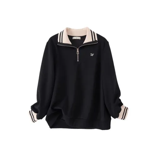 YUNFEIXIU Свитшот Отложной воротник Полосы Fashion casual Свободный крой Скрывающий лишний вес Сестра Осенний Женские