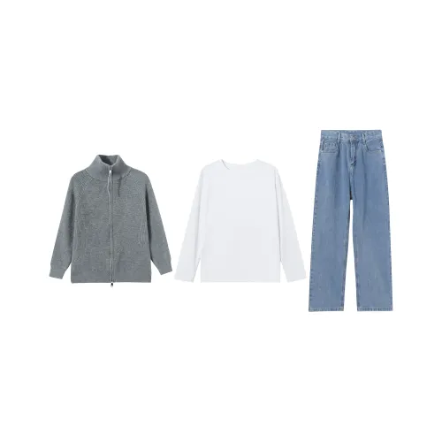 Udon House Свитер Белый Леггинсы Джинсы Женские Повседневные костюмы