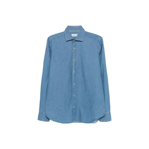 Tintoria Mattei Blue Men's Shirts Тинтория Мацци Синий Мужские Рубашки