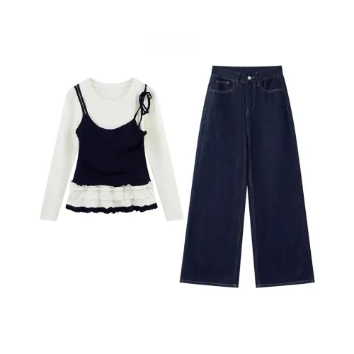 MARIE·COCO Mock Двухкомпонентный комплект топ + штаны женский повседневный костюм