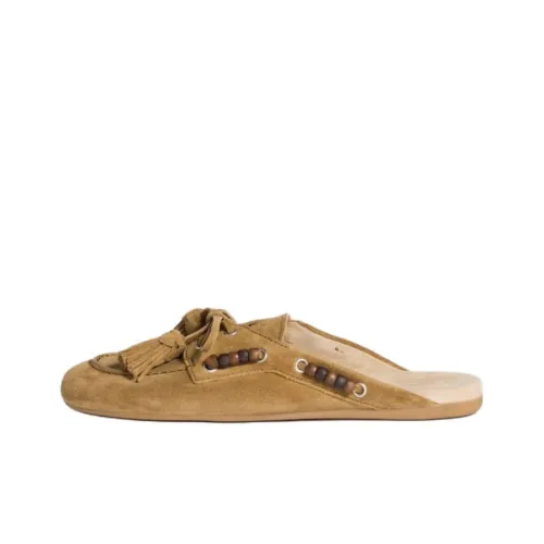 MIU MIU Резина Подошва Нет Особенный Эффект Домашние Тапочки Женские Оливково-Зеленый