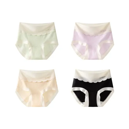 MIIOW 4 пачки Черный + Светло-фиолетовый + Кремовый Абрикос + Зеленый Вердант Школьное нижнее белье