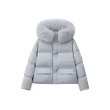 Синий хлопковый пуховик