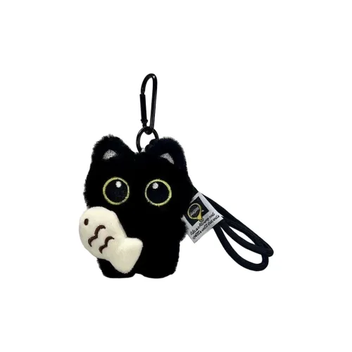 MIC RABBIT Милый Рыбка Holding Big Eyed Призрак Черный кот Плюшевый Подвеска 8 см Высокий
