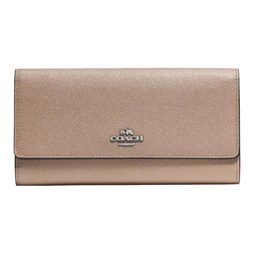 COACH Trifold Wallet из кожаной галечницы держатель для карт кошелек женский коричневый