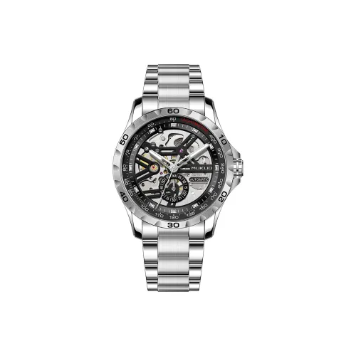 MUKUO Driver Collection Механический механизм ремешок из нержавеющей стали мужские часы черный циферблат