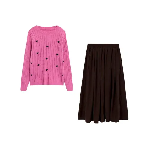 IQC Розовый+Кофе Женские Комплекты с Юбкой