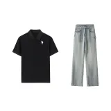 Комплект одежды (Черная футболка + Синие джинсы)