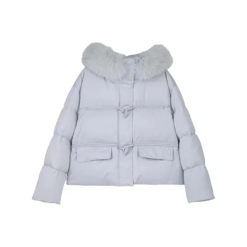 ETSE Синий Укороченный Пуховик Женские Пуховики (Пуфы)