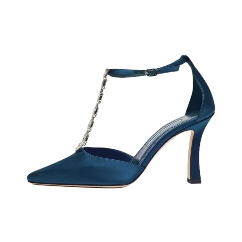 MANOLO BLAHNIK Molara Узкий каблук Высокие каблуки 10,5 см Женские Синий