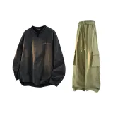 Комплект одежды (Черный топ + Армейские зеленые штаны)