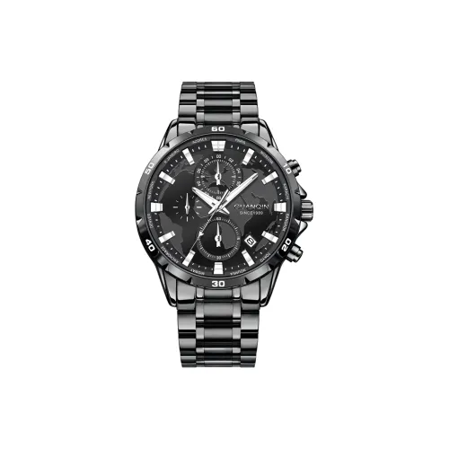 GUANQIN Earth's Heart Collection Кварцевый механизм Стальной ремешок Часы Мужские Черный циферблат