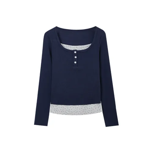 SUSANSAN Темно-синие женские футболки T