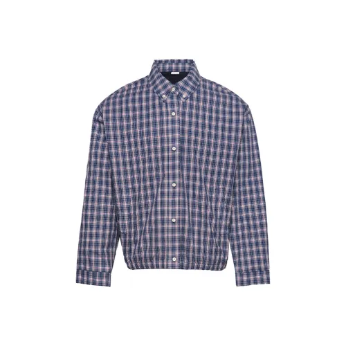 SOSTINE Легкая рубашка с клеткой и отложным воротником унисекс