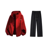 Комплект одежды (Красная куртка + Черные повседневные штаны)