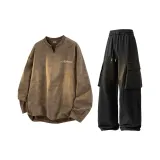 Комплект одежды (Кофейный топ + Черные штаны)