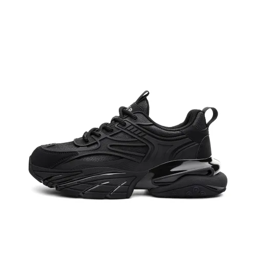 JEEP SPIRIT Black Myth Устойчивый к истиранию Увеличение Высоты Низкий Топ Кроссовки с Толстой Подошвой Мужские Черные