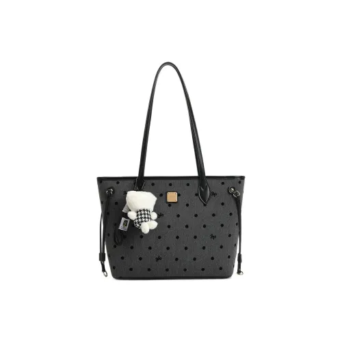 DIFFERENT FACES ПУ (полиуретан) Сумка-тоут Сумка для покупок Сумка через плечо Женская Черная