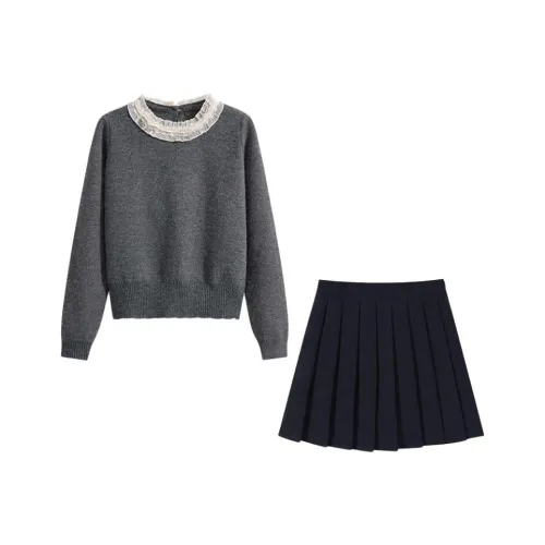 MARIE·COCO Серый топ + юбка Женские комплекты с юбкой