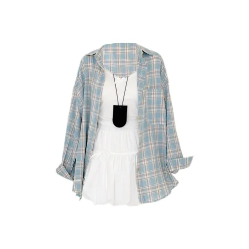 Udon House Клетчатая рубашка юбка женские комплекты с юбкой