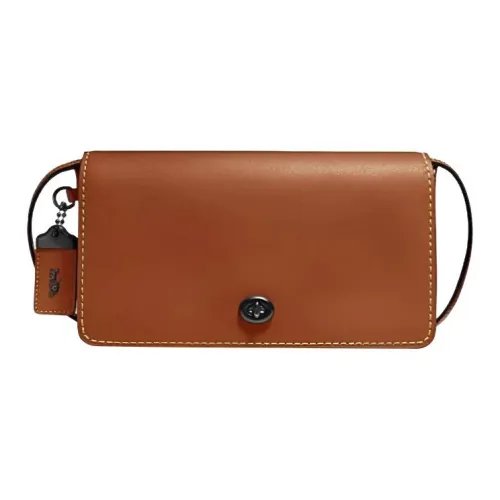 COACH Dinky Хромовая дубленая кожа гладкая отделка кожаная сумка через плечо женская коричневый