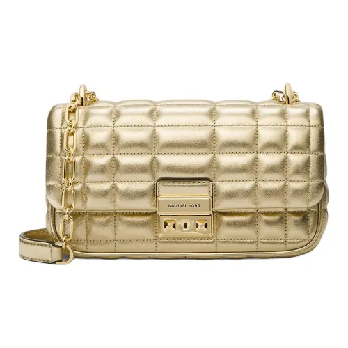 MICHAEL KORS Tribeca Кожа Плечевая Сумка Маленькая Женская Светло-Золотая