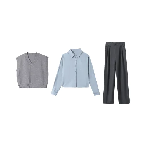 Udon House Рубашка Жилет Брюки Женские Повседневные костюмы