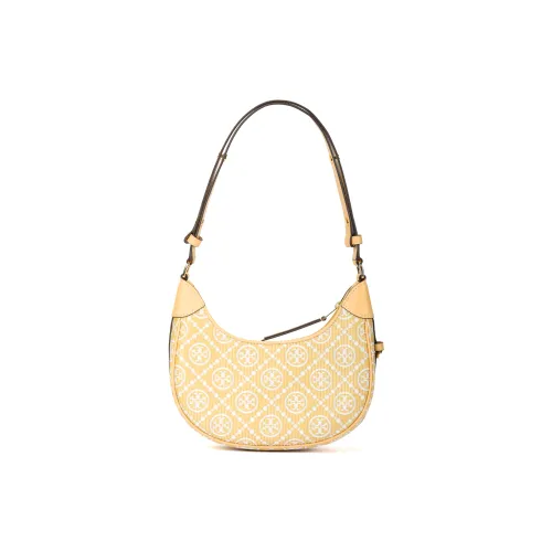 Tory Burch T Monogram Хлопок Полумесяц Сумка Сумка через плечо Женская Естественный