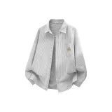 [Оксфорд, дружественный к коже, износостойкий] Серо-белые полосы (Логотип на груди Bonfire Story)