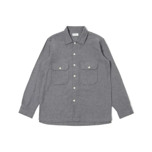 Universal Works Синий Серый Унисекс Рубашки