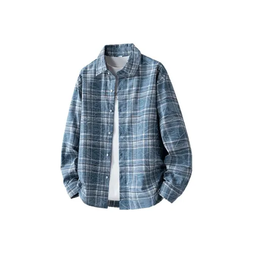 JINDUN Джинсовый синий Мужская рубашка