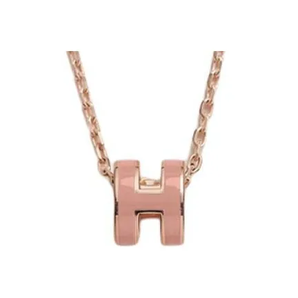 HERMES POP H Collection Розовое золото с покрытием Ожерелья Унисекс Розовый Абрикос