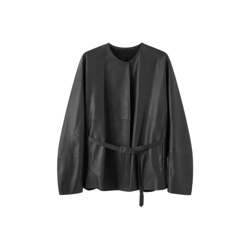 POWXV Черные Женские Кожаные Куртки