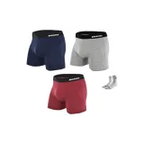 Темно-синий, синий + фотиния, серый + бордовый (3 упаковки, в комплекте с 1 упаковкой случайных баскетбольных носков)