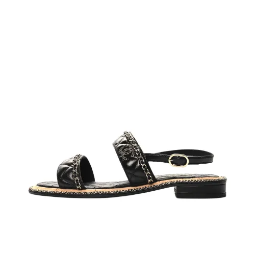 CHANEL One Ремешок Сандалии Женские Черный Желтый