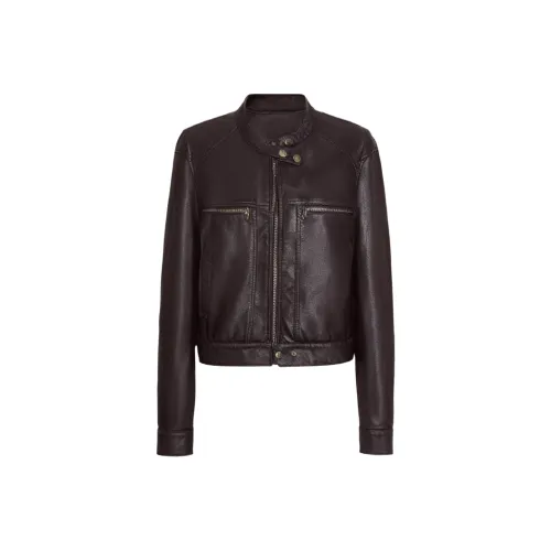 POWXV Кофе Женские Кожаные куртки